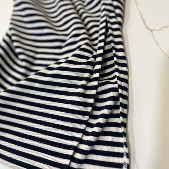 A New Day Navy and White Sleeveless V-Neck Bodycon Maxi Dress - Picture 7 of 9